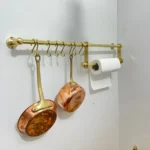 Unlacquered Brass Pot Rack with Tissue Holder - Image 4