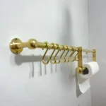 Unlacquered Brass Pot Rack with Tissue Holder - Image 5