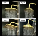 Unlacquered Brass Rain Shower with Cross Handles - Image 3
