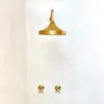 Unlacquered Brass Rain Shower with Cross Handles