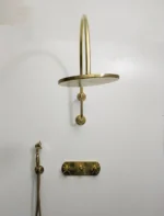 Unlacquered Brass Shower System With Curved Arm - Image 2