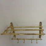 Unlacquered Brass Towel Rack with Hooks - Image 3