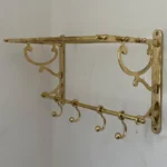 Unlacquered Brass Towel Rack with Hooks
