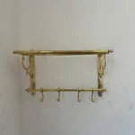 Unlacquered Brass Towel Rack with Hooks - Image 5