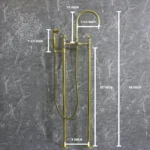 Unlacquered Brass Floor-Mount Tub Faucet With Handheld - Image 3
