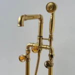 Unlacquered Brass Tub Filler Faucet With Wheel Handles