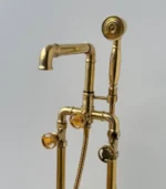 Unlacquered Brass Tub Filler Faucet With Wheel Handles