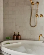 Unlacquered Brass Shower Set, Faucet and Handheld - Image 2
