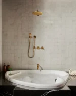 Unlacquered Brass Shower Set, Faucet and Handheld - Image 3