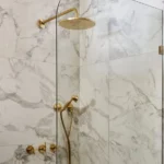 Unlacquered Brass Shower Set, Faucet and Handheld