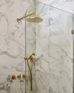 Unlacquered Brass Shower Set, Faucet and Handheld
