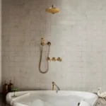 Unlacquered Brass Shower Set, Faucet and Handheld - Image 4
